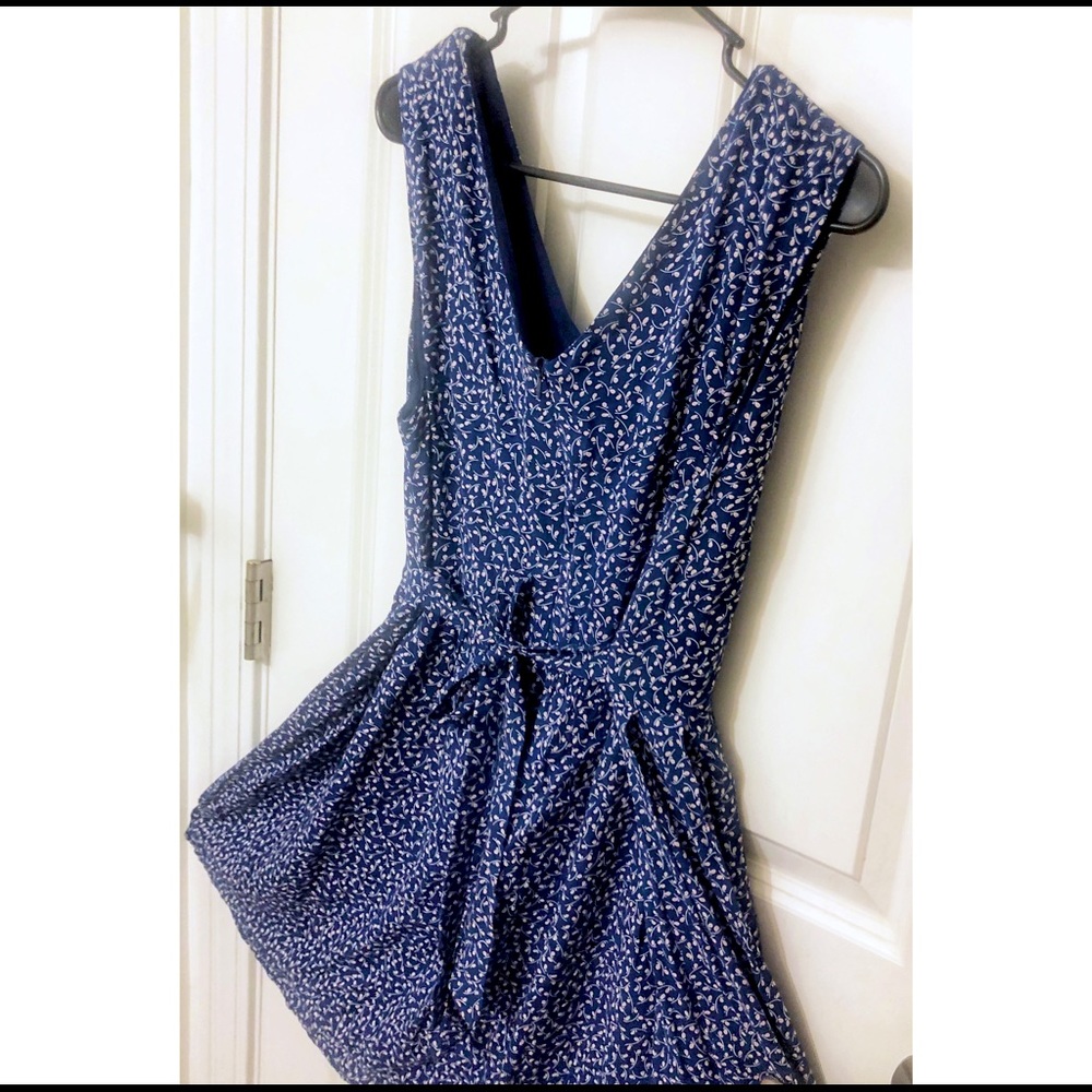 Spring dress - Small print on Navy Blue
